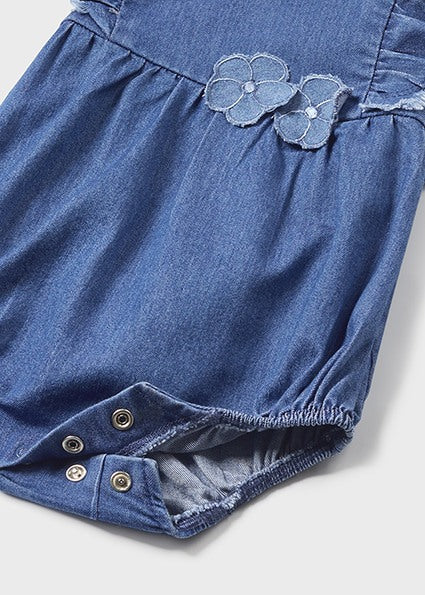 Mayoral Denim Ruffle Romper