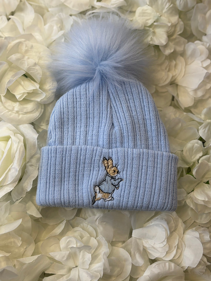 Blue Rabbit One Pom Hat