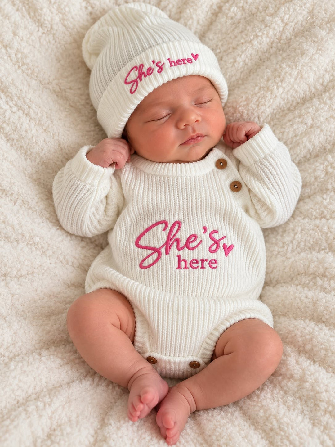 Dandelion She’s Here Romper & Hat