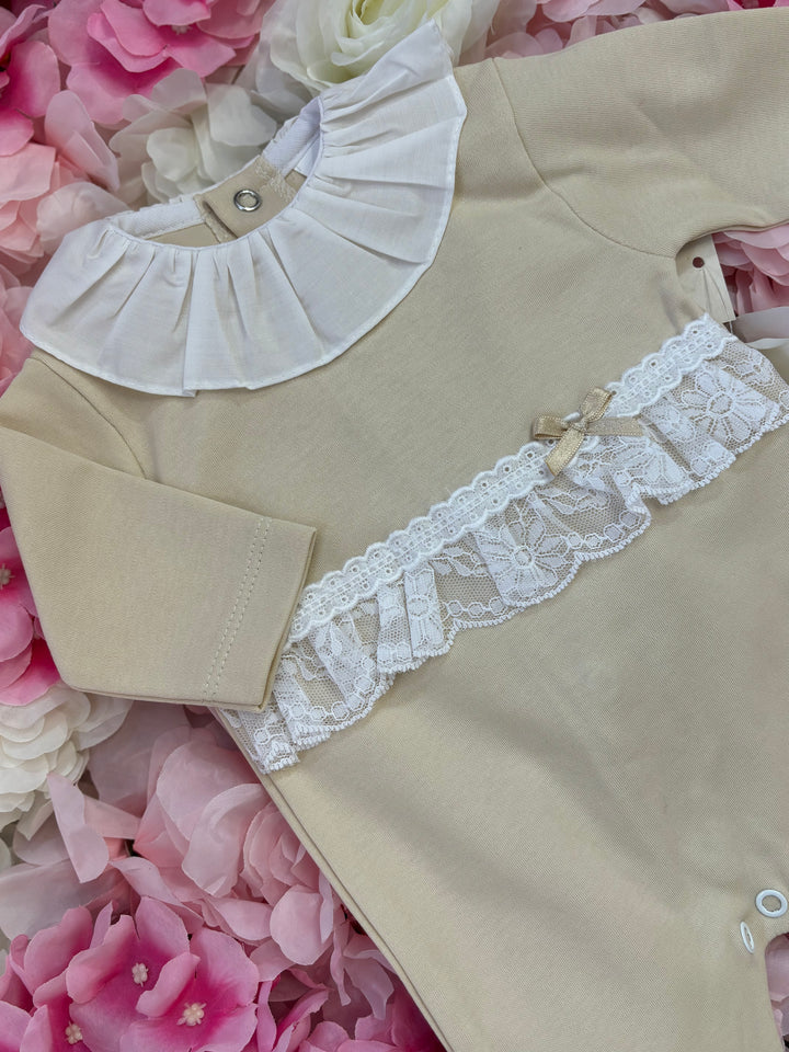 Beige Lace Babygrow