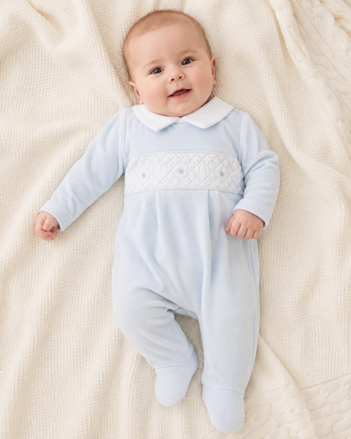 Blue Star Smocked Babygrow