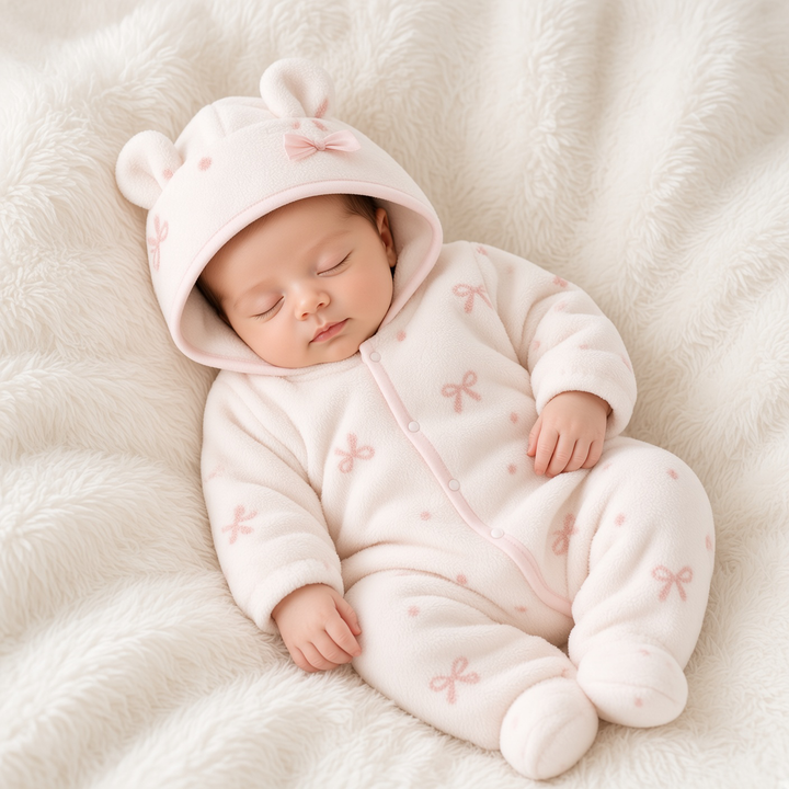 Pink Bow Fleece All In One