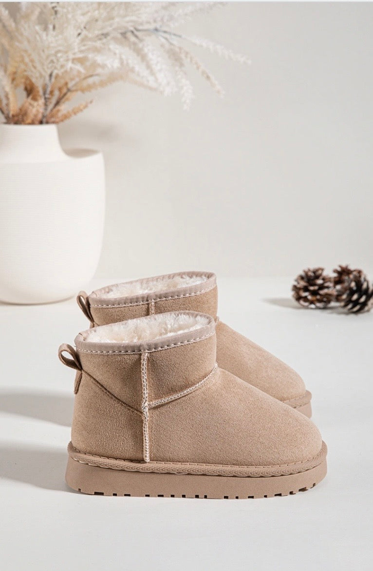 Beige Faux Suede Boots