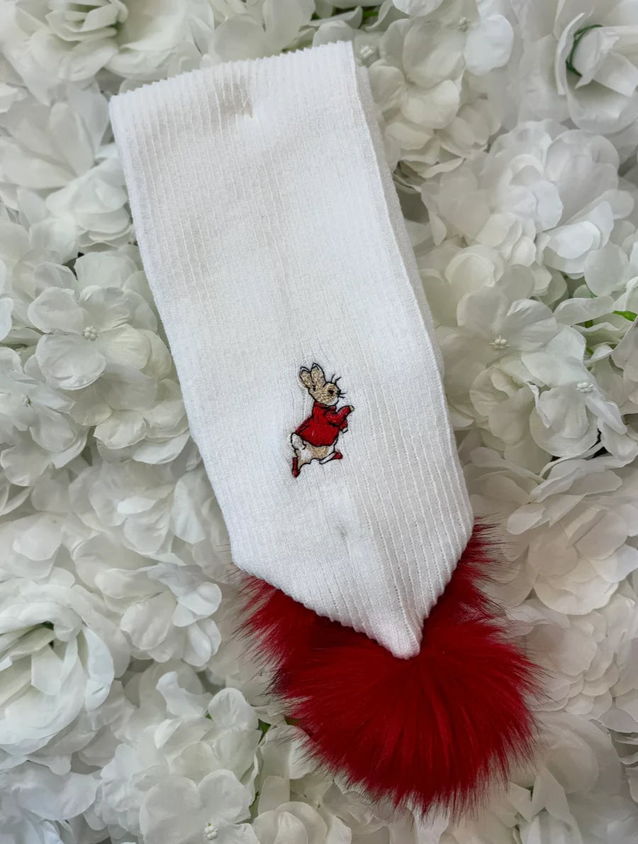White Red Embroidered Scarf