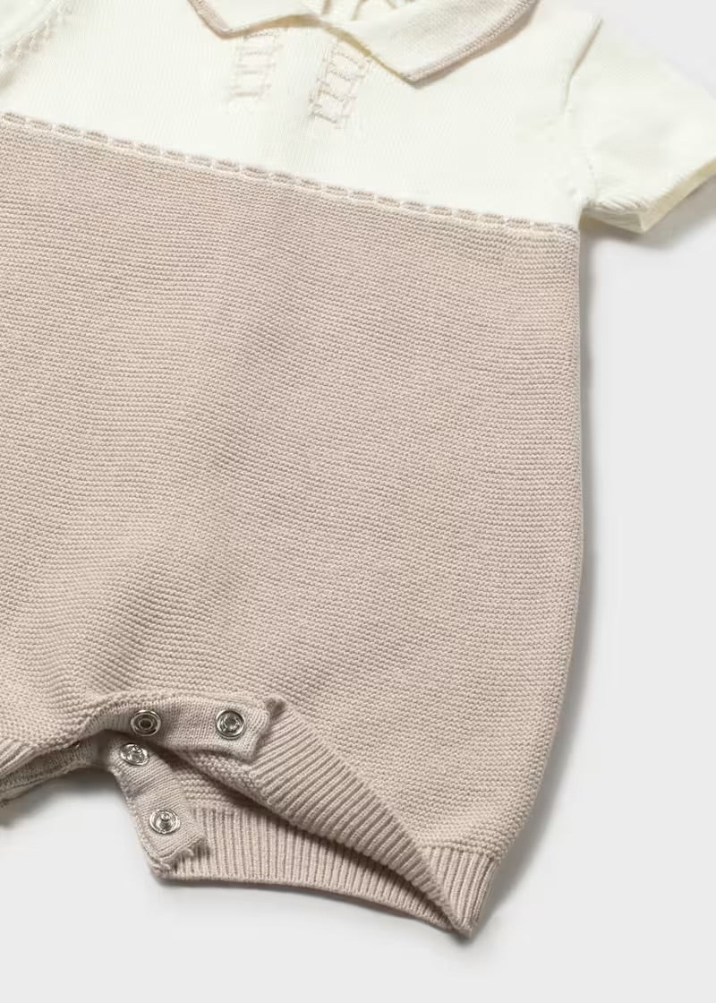 Mayoral Beige & Cream Knitted Romper