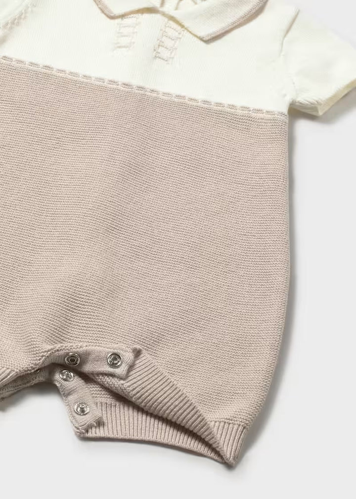 Mayoral Beige & Cream Knitted Romper