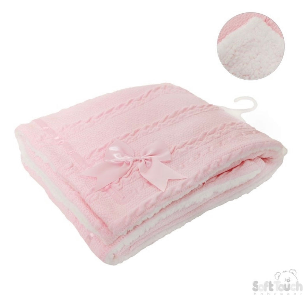 Pink Chevron Knit Wrap Blanket