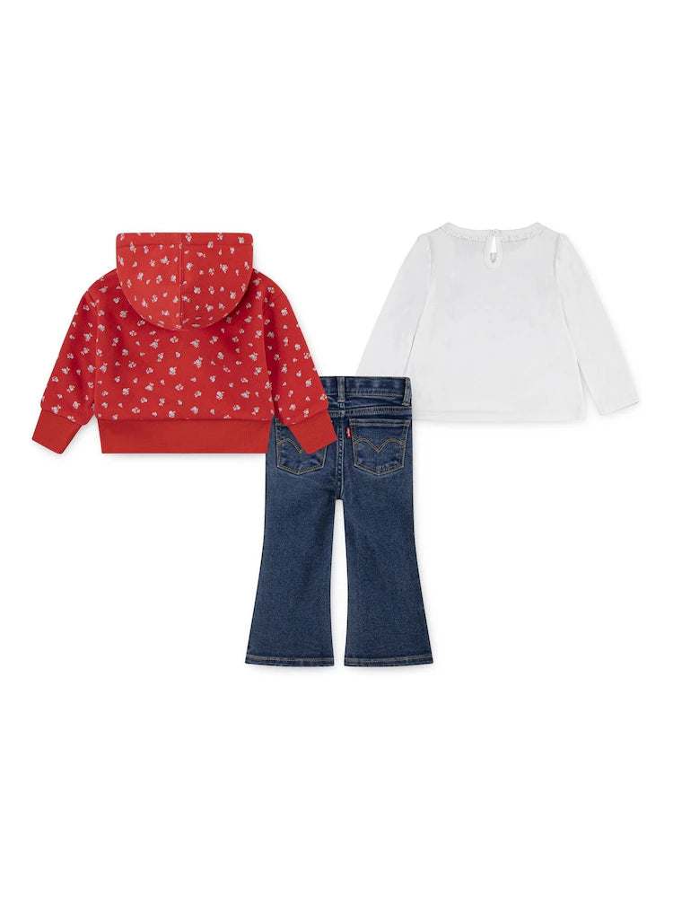 Levi’s Red Floral 3 Piece Set