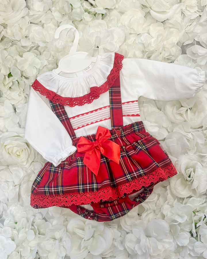 Red Tartan Romper Dress
