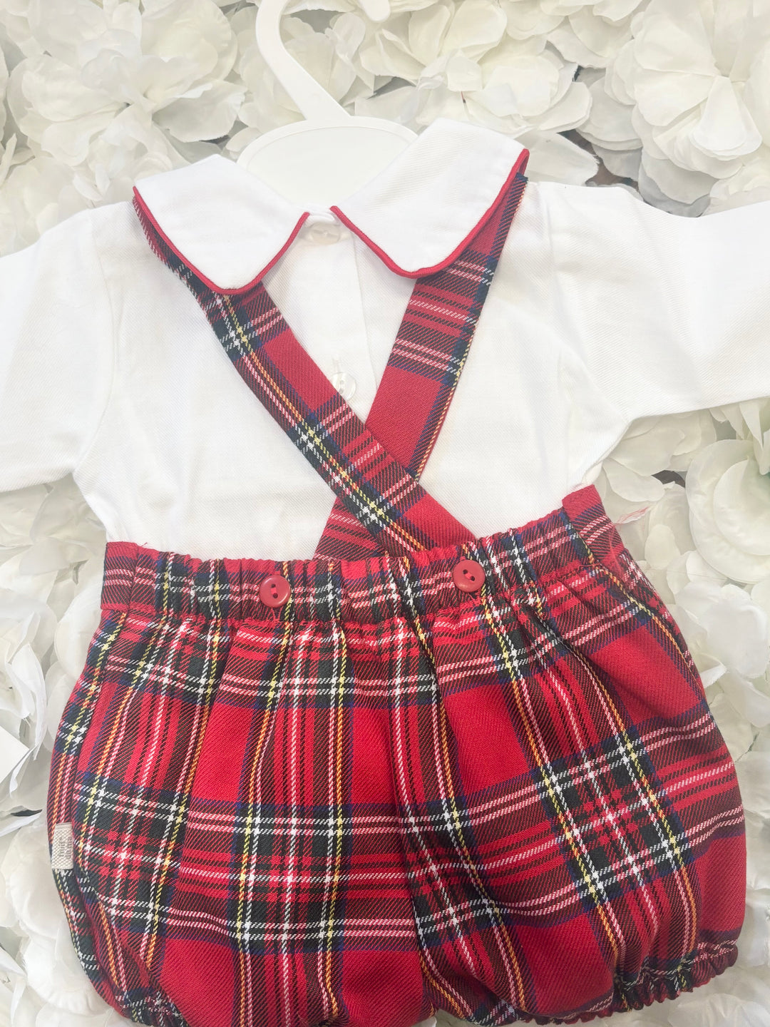 Boys Red Dungaree Romper Set