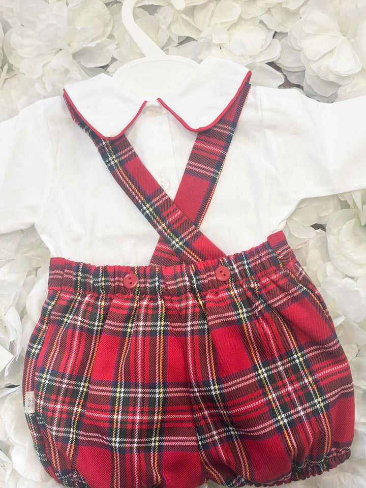 Boys Red Dungaree Romper Set