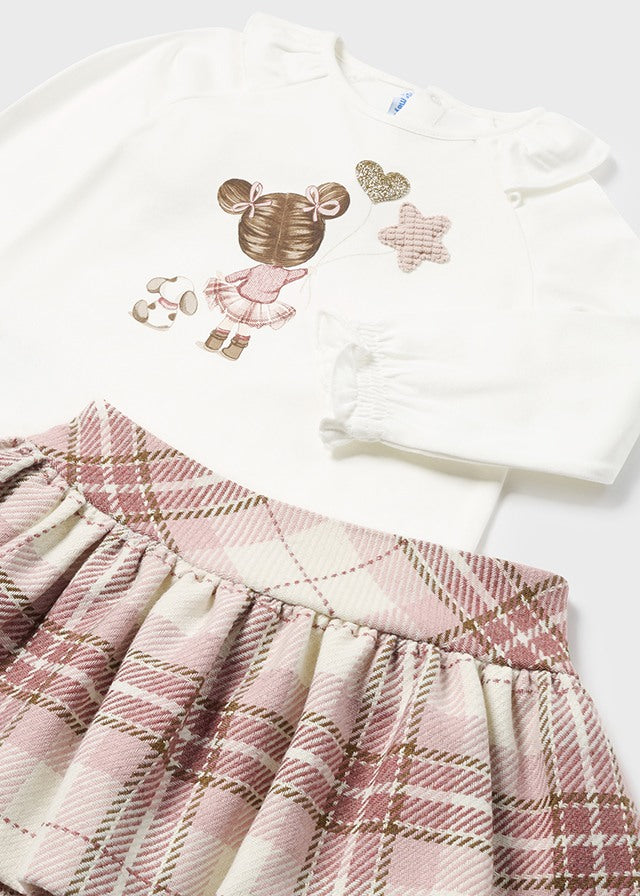 Mayoral Pink Checked Skirt Set