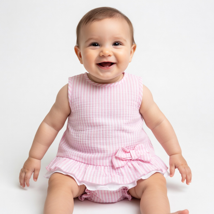 Rapife Pink Stripe Frill Dress