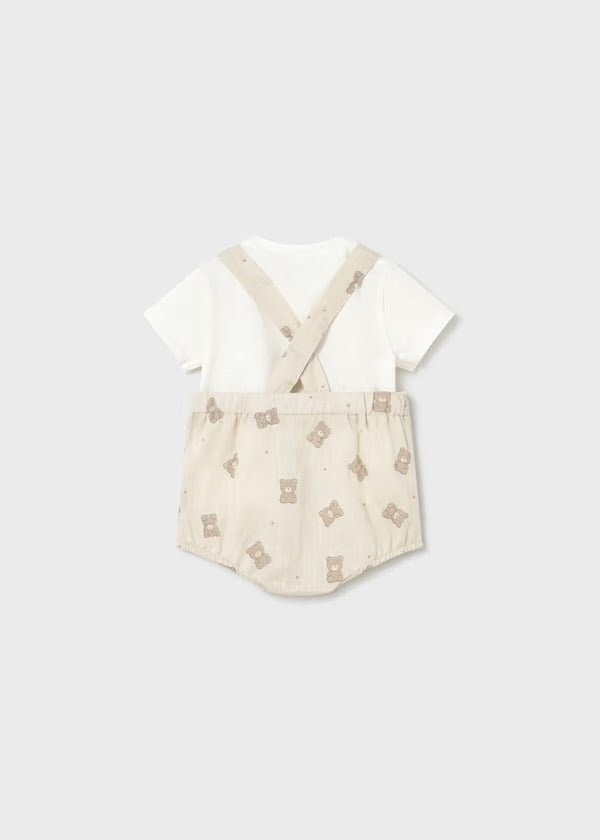 Mayoral Teddy Dungaree Romper Set