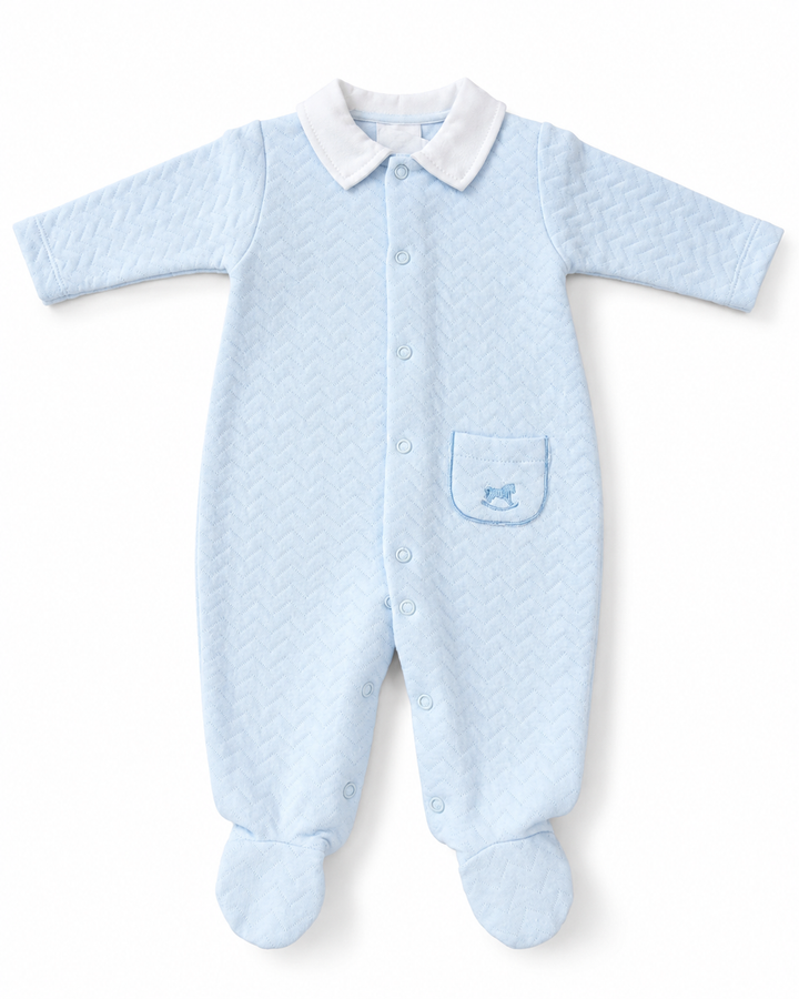 Pex Blue Embroidered Rocking Horse Babygrow
