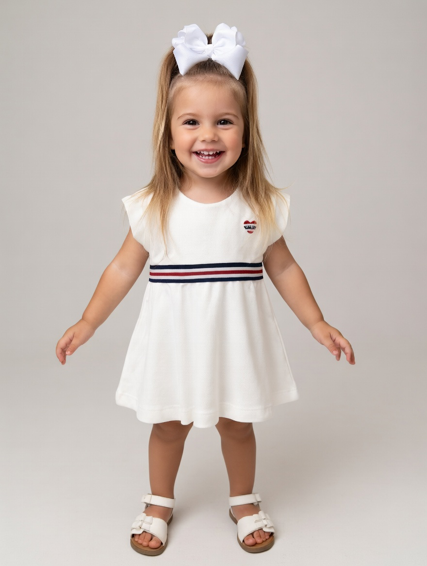 Mayoral Cream Stripe Dress