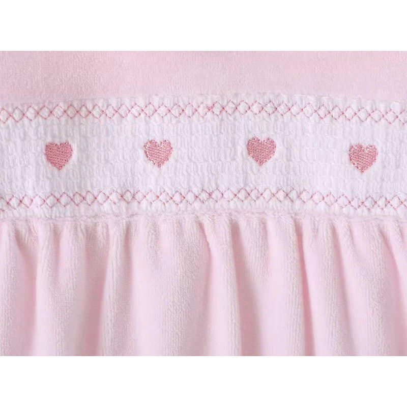 Pink Heart Velour Babygrow