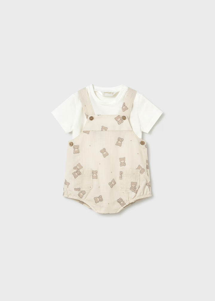 Mayoral Teddy Dungaree Romper Set