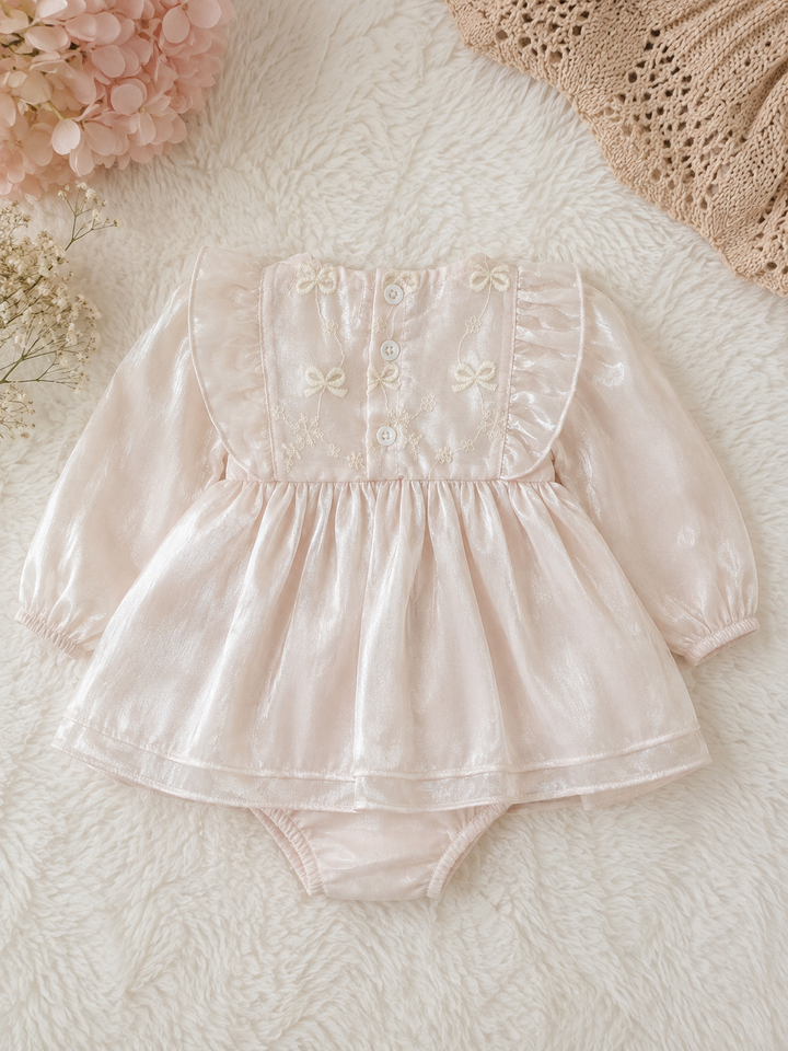 Pink Satin Bow Dress Romper