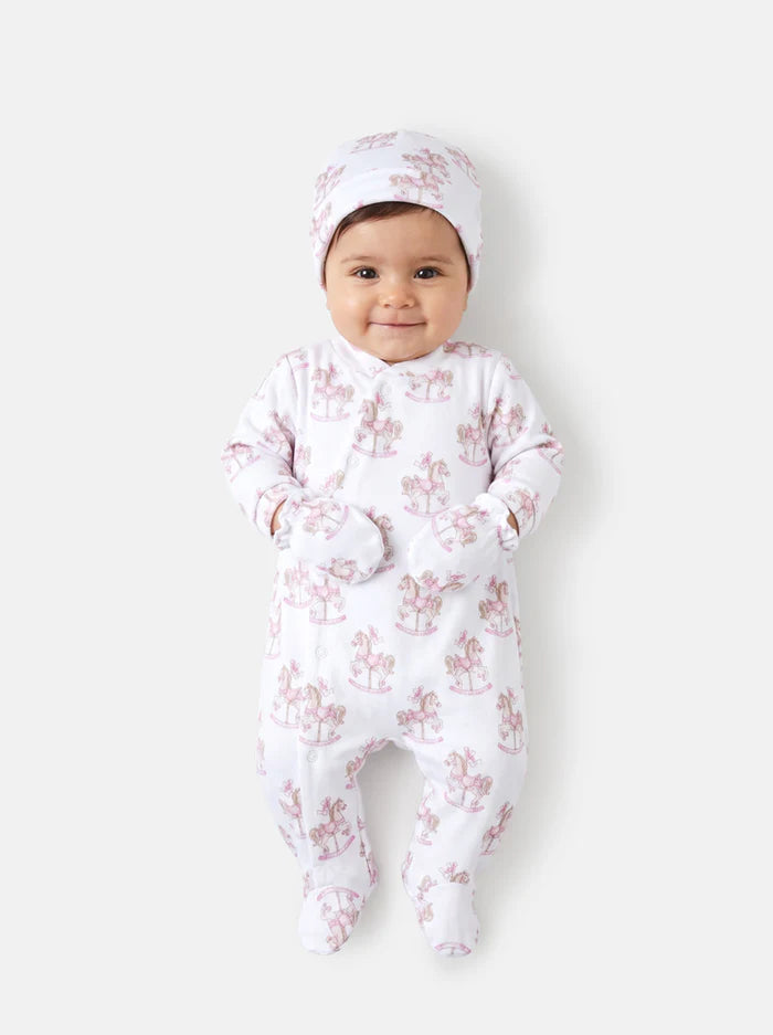 Velour Pink Rocking Horse 3 Piece Set