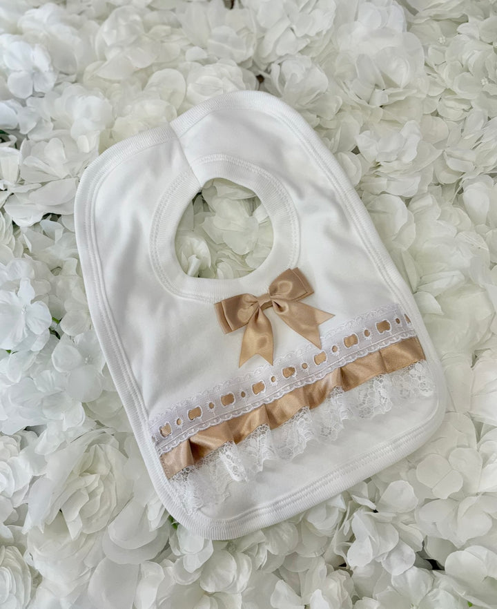 White & Caramel Bow Frilly Bow