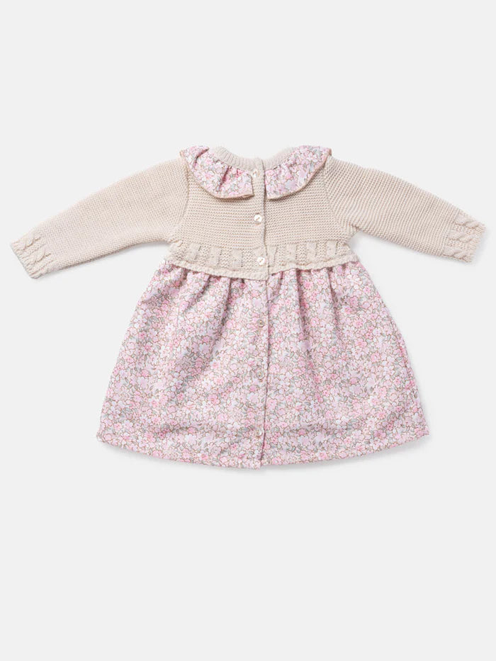 Beige & Pink Floral Dress