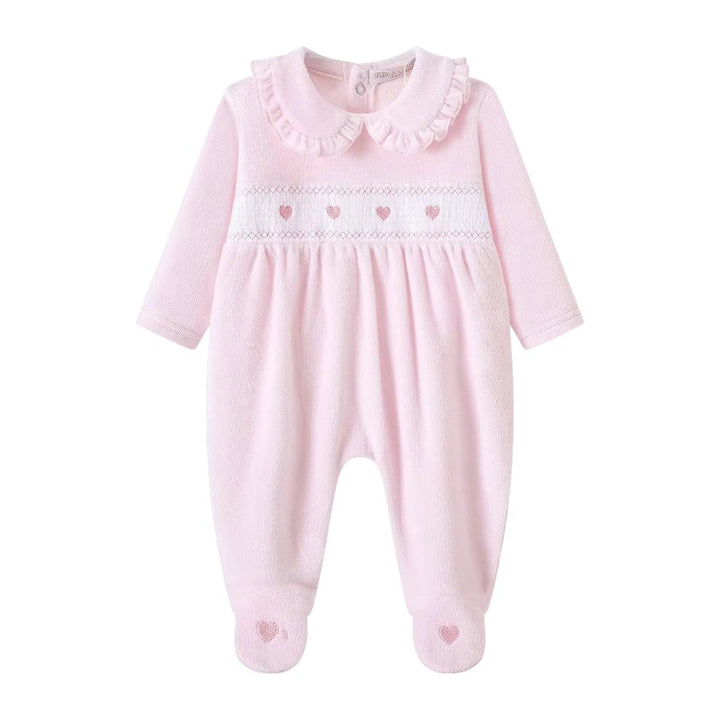 Pink Heart Velour Babygrow