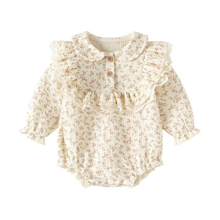 Cream Frill Floral Romper