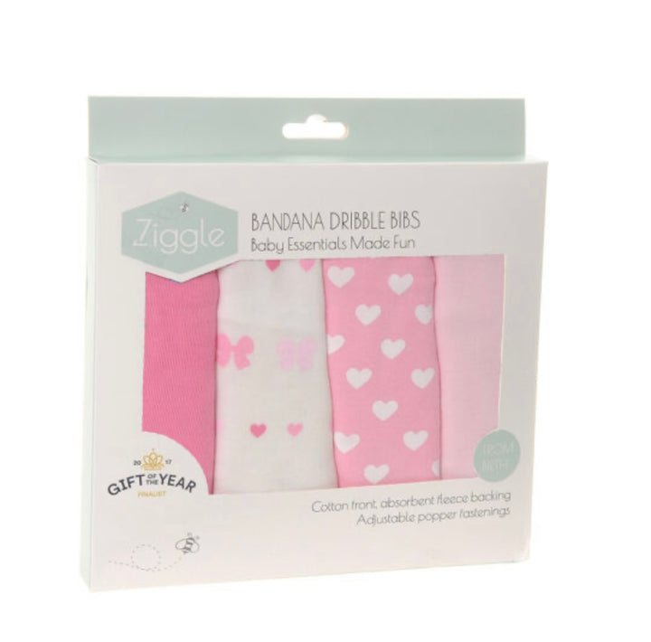 Ziggle Bandana Dribble Bibs Pack - Hearts Bows