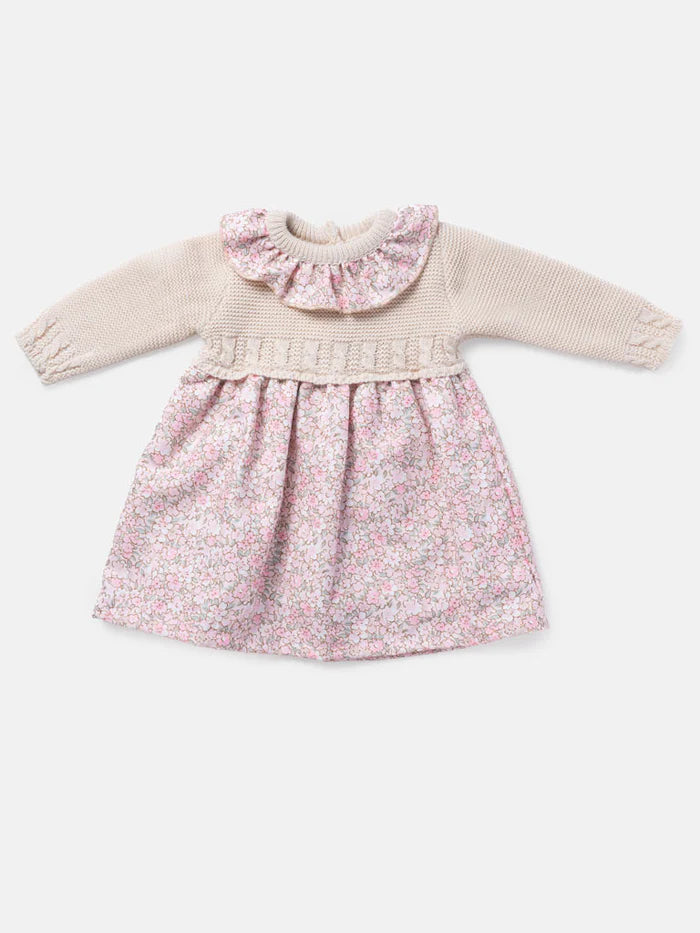 Beige & Pink Floral Dress