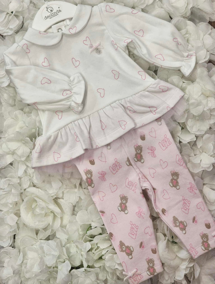 Deolinda Pink Love Teddy Legging Set