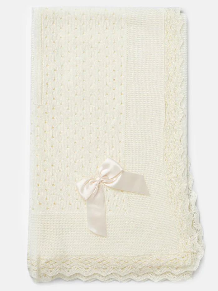 Baby Open Dot Knitted Shawl- Ivory