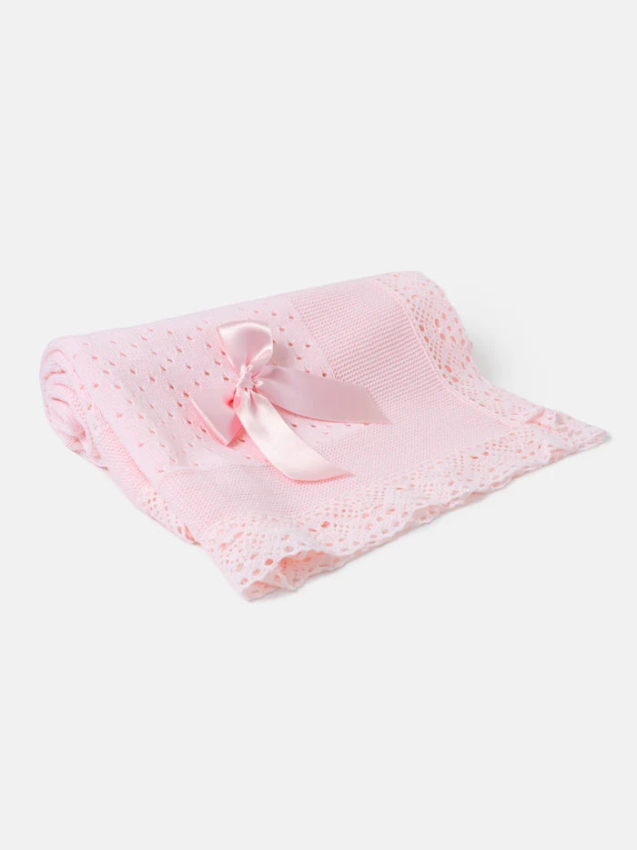 Open Dot Knitted Shawl- Baby Pink
