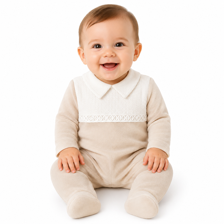 Beige Cotton Babygrow