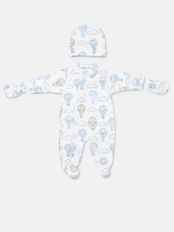 Blue Balloon Babygrow 3 Piece Set