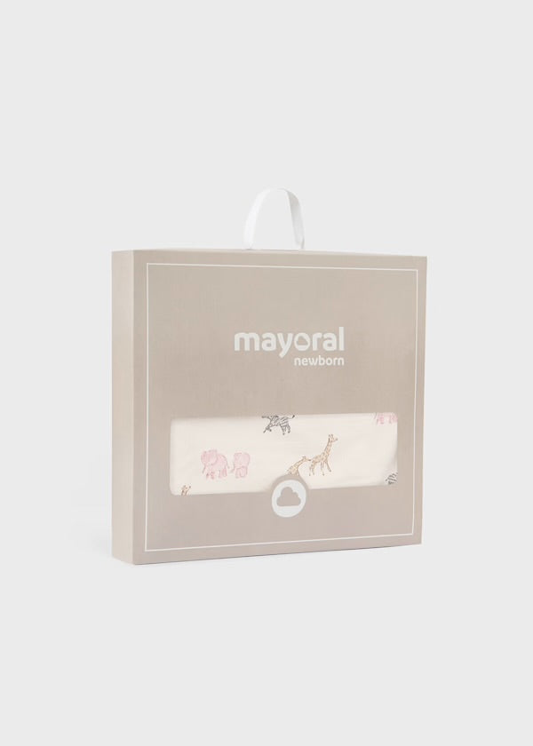 Mayoral Pink Safari Print Baby Blanket