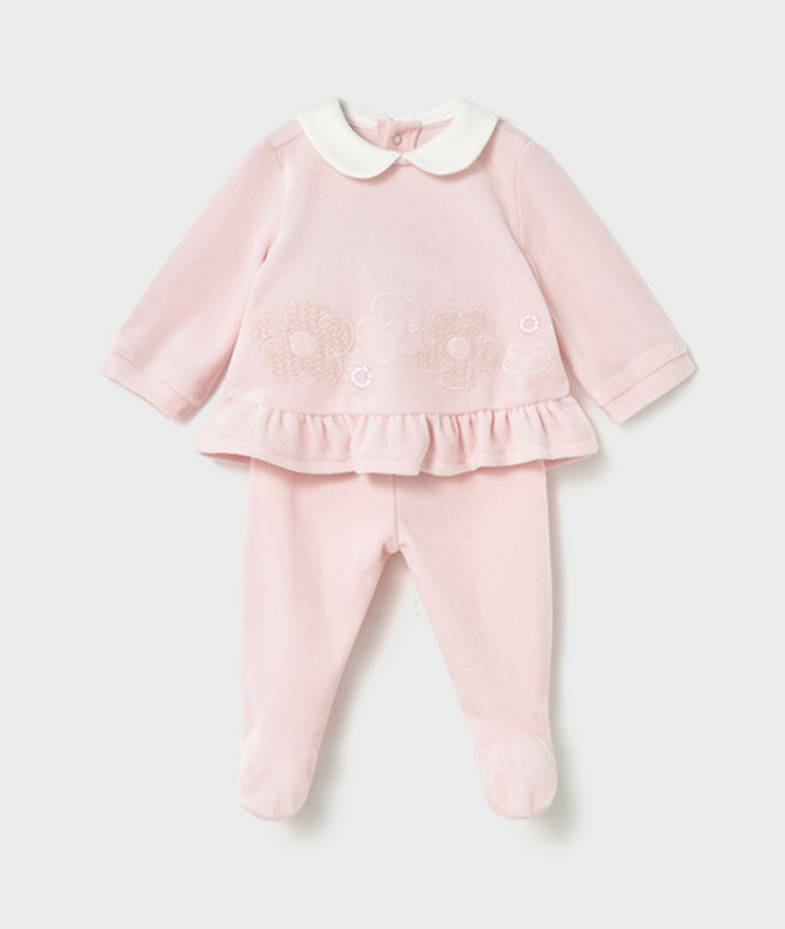 Mayoral Pink Flower Velour 2 Piece
