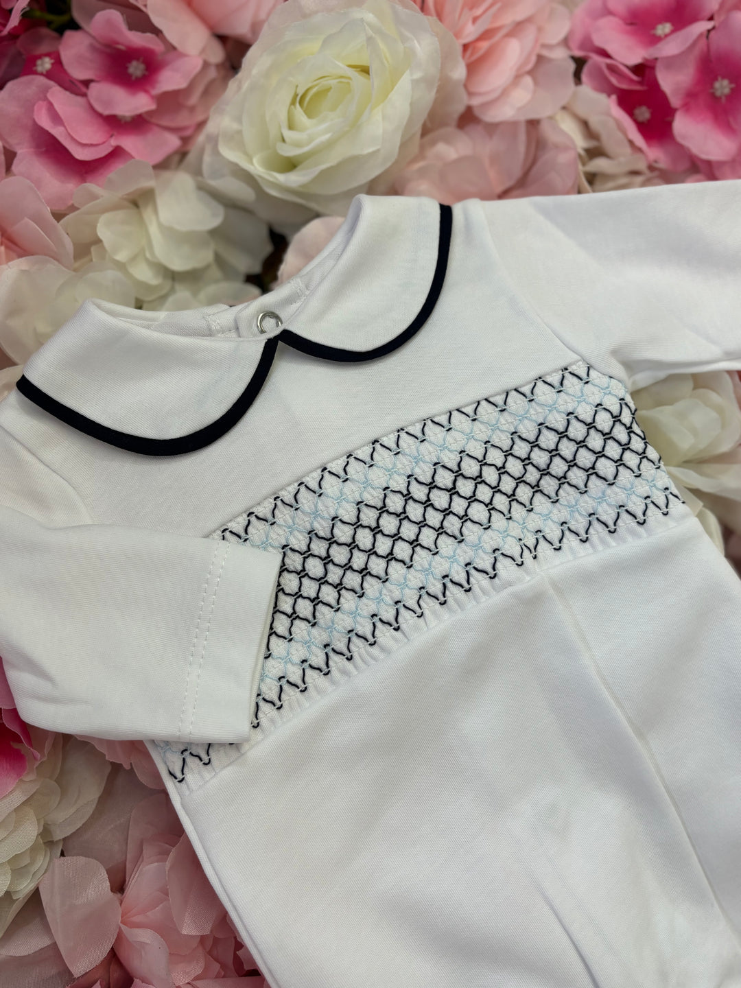 Boys Smocked Babygrow