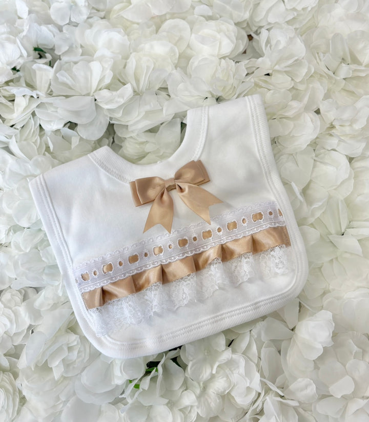 White & Caramel Bow Frilly Bow