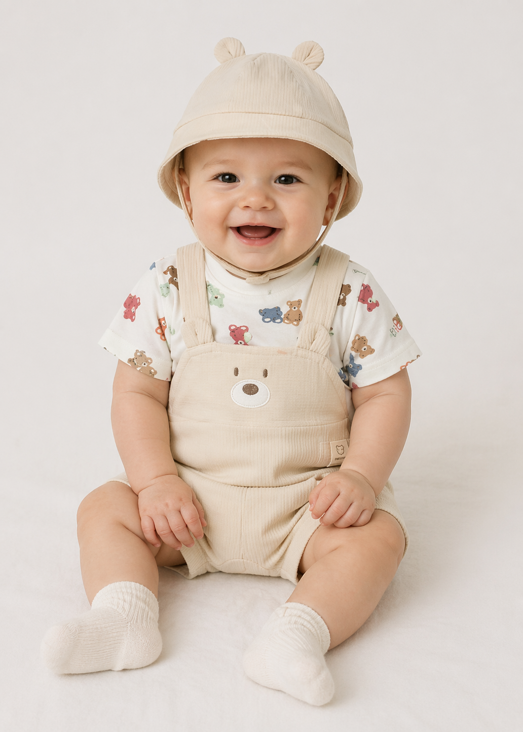 Mayoral Bear Dungaree Romper & Hat