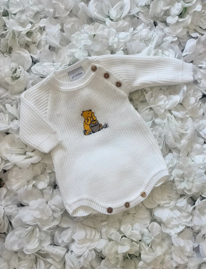 White Embroidered Romper And Hat