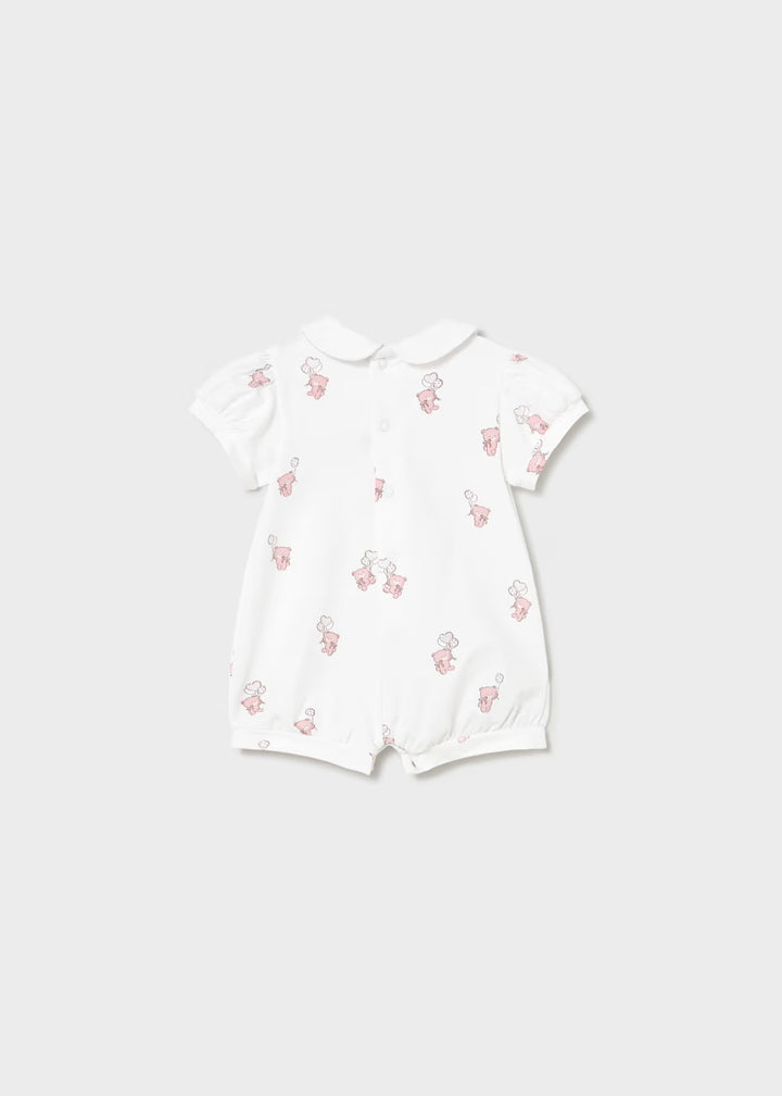 Mayoral White Pink Teddy Romper