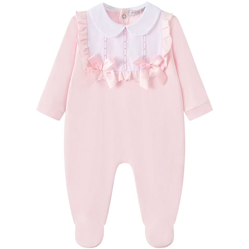 Pink Ruffle Collar Cotton Babygrow