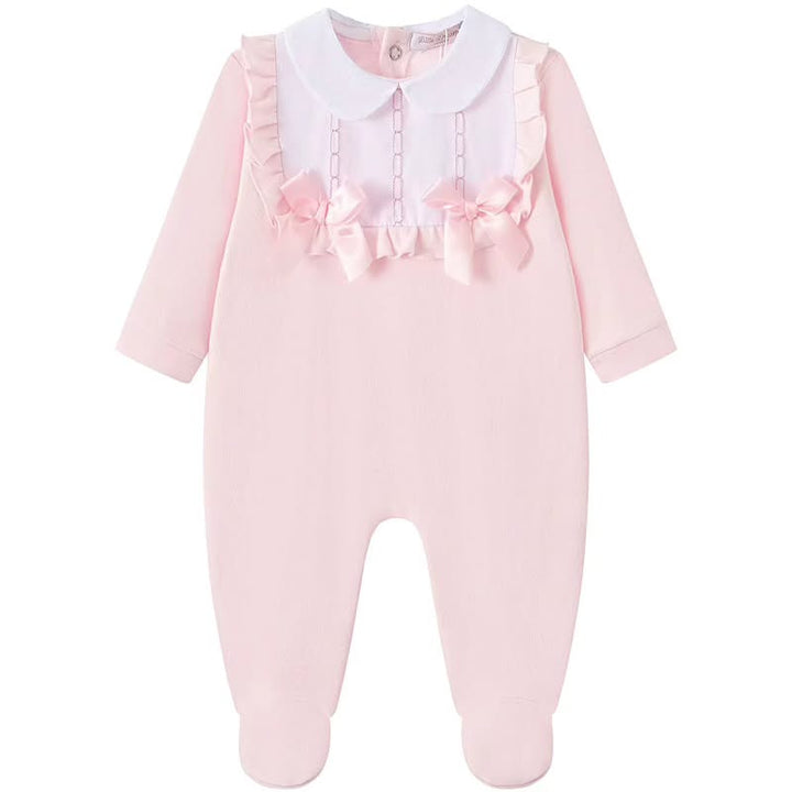 Pink Ruffle Collar Cotton Babygrow