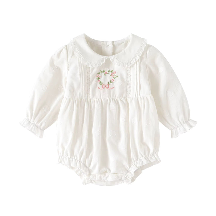 White Flower Dot Romper
