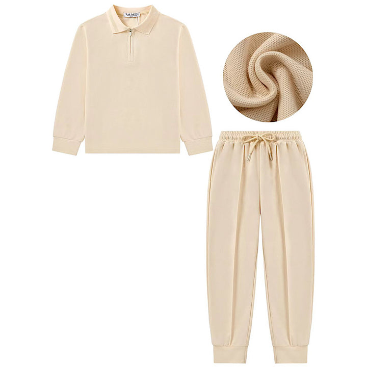 Soft Beige Zip Polo Tracksuit