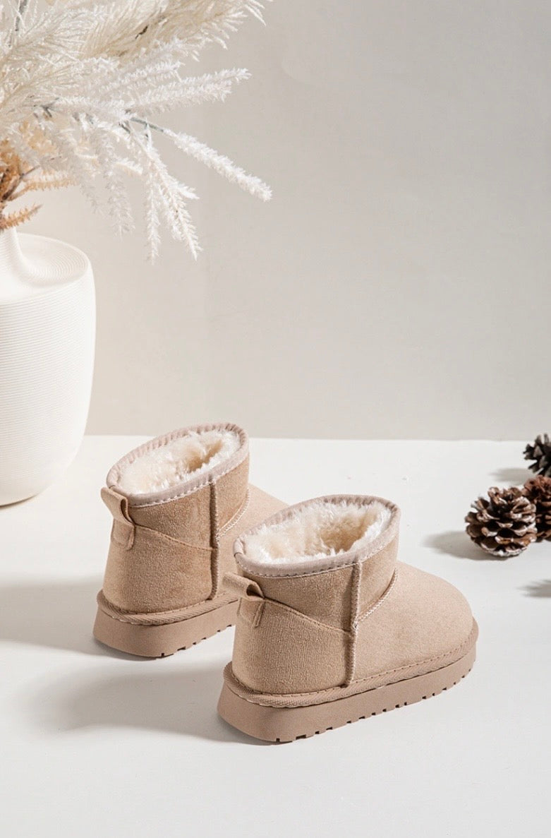 Beige Faux Suede Boots