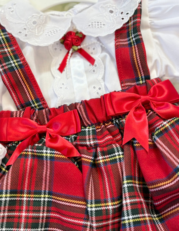 Red Tartan Romper Dress