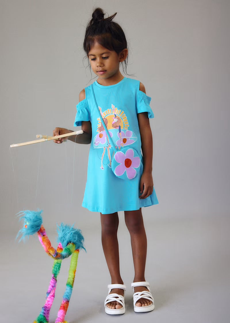 Mayoral Aqua Dress & Bag Set
