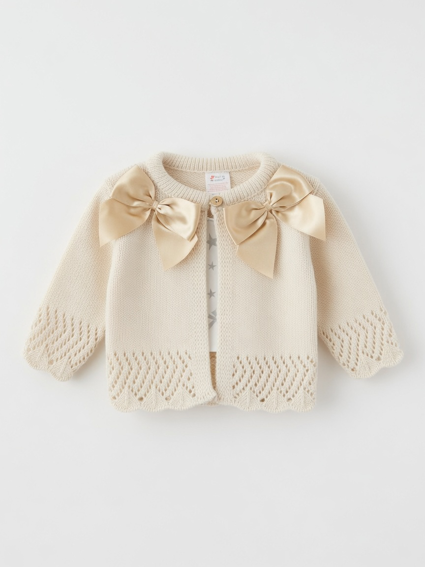 Beige Bow Cardigan